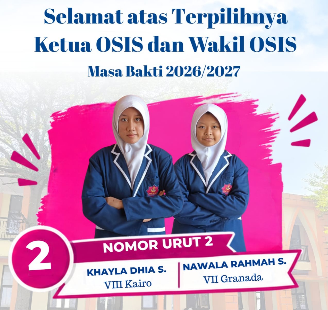 Resmi Terpilih! Pasangan Khayla dan Nawa Menangkan Pemilos SMP Islam Al Ummah 2026/2027