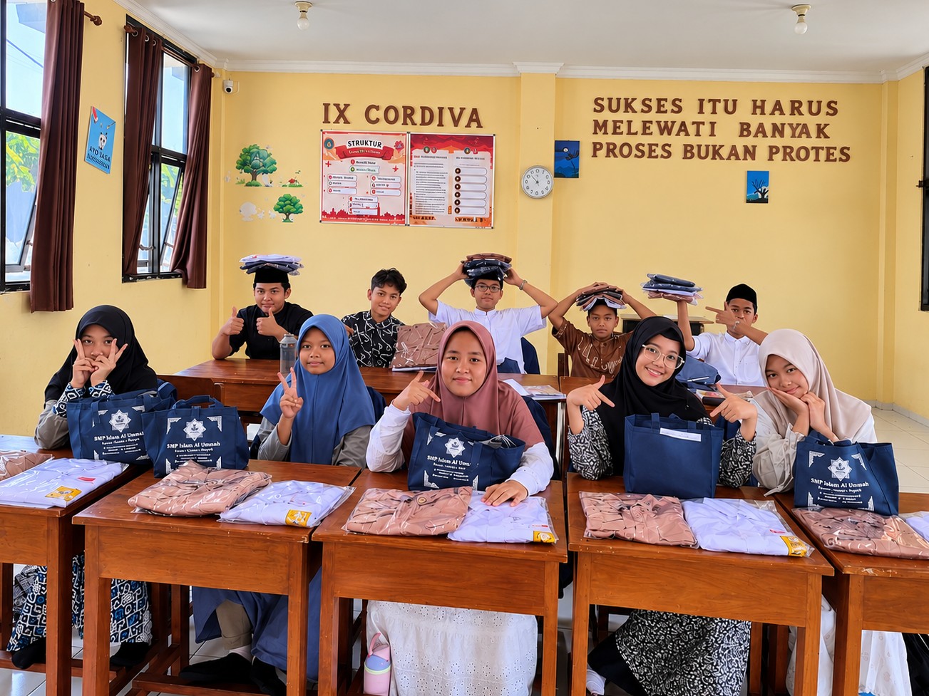 Dukung Semangat Belajar, Siswa Kelas VII Granada SMP Islam Al Ummah Terima Bantuan Seragam dari Pemkab Jombang